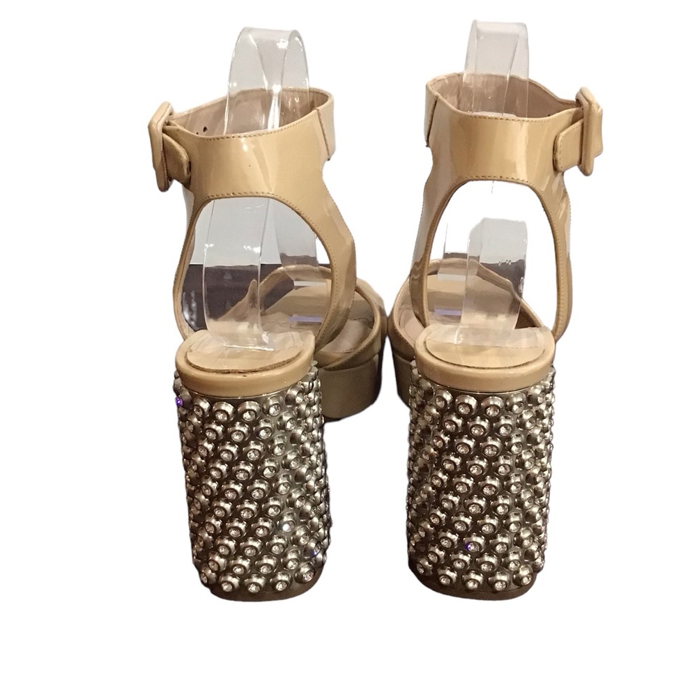 Miu Miu Patent Jewel Heel Platform Sandal Nude Size 39 - Picture 9 of 16
